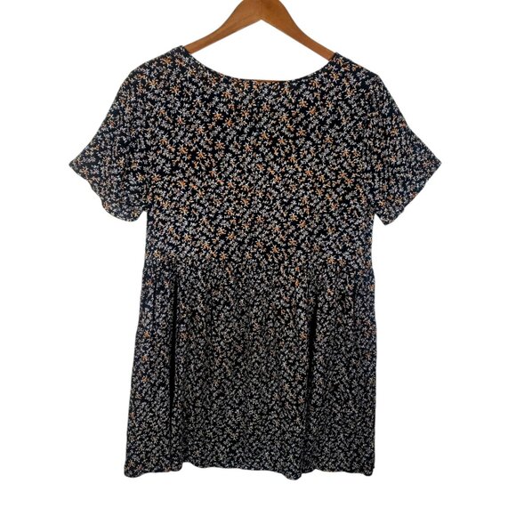 CottonOn Black Floral Babydoll Mini Dress Women S Grunge Goth Coquette Fairycore - Picture 4 of 7